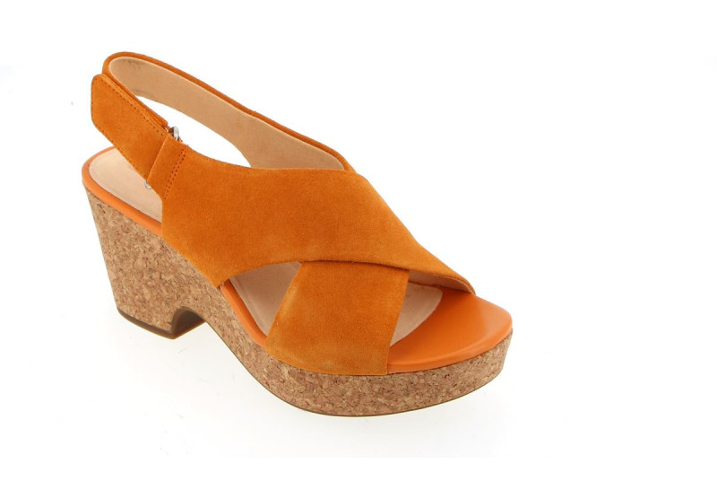 Sandales à talons bois orange Clarks