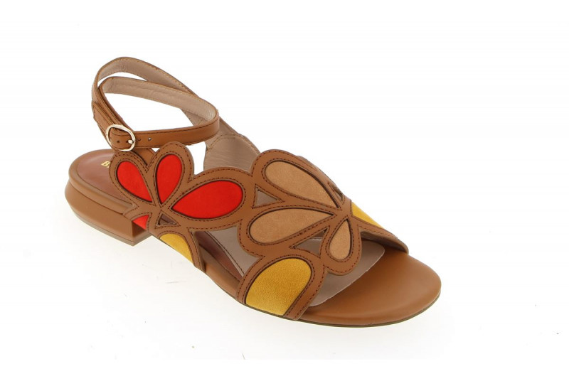 Sandales à grosses fleurs marrons bruno premi