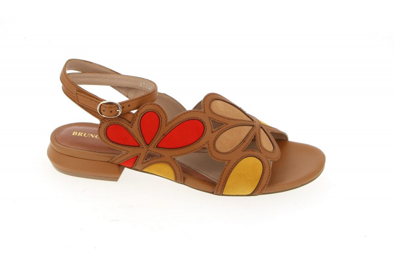 Sandales à grosses fleurs marrons bruno premi