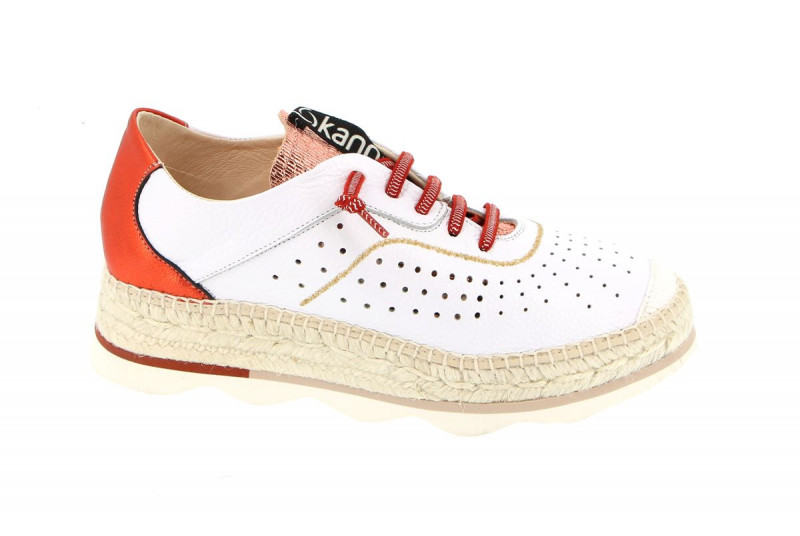 Sneakers espadrille kanna blanche rouge