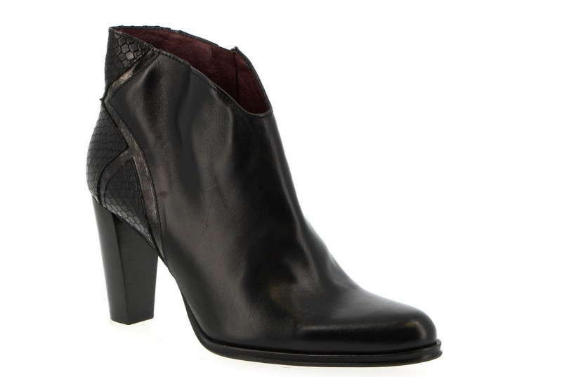Bottines cuir noires arrière croco muratti