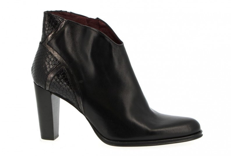 Bottines cuir noires arrière croco muratti